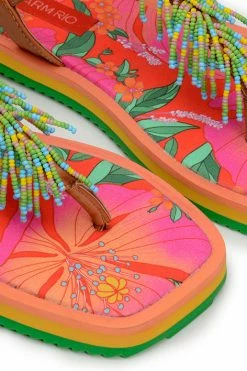 FARM RIO New In FLORAL PIETRA BEADED FLAT SANDAL