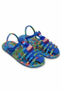 FARM RIO New In BLUE MACAW TUBE STRAP SANDAL