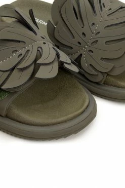 FARM RIO FOREST GREEN MONSTERA ANATOMIC SLIDE SANDAL New In