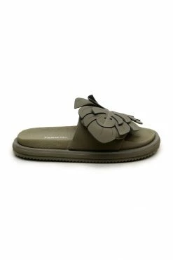 FARM RIO FOREST GREEN MONSTERA ANATOMIC SLIDE SANDAL New In