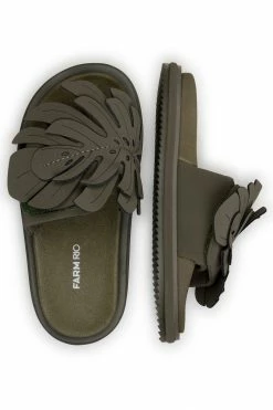FARM RIO FOREST GREEN MONSTERA ANATOMIC SLIDE SANDAL New In