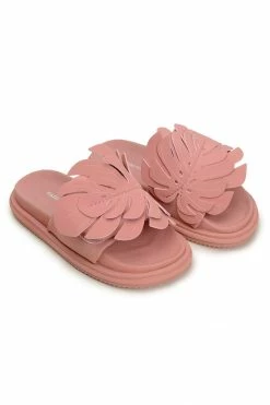 FARM RIO New In PALE PINK MONSTERA ANATOMIC SLIDE SANDAL