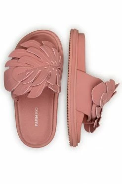 FARM RIO New In PALE PINK MONSTERA ANATOMIC SLIDE SANDAL