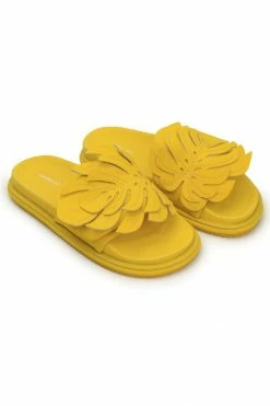 FARM RIO Yellow Monstera Anatomic Slide Sandal