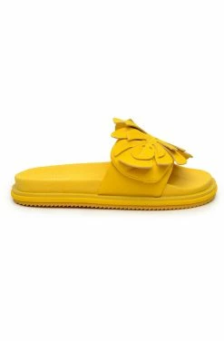 FARM RIO Yellow Monstera Anatomic Slide Sandal