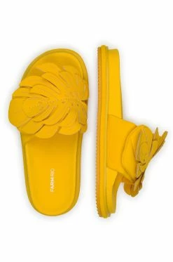 FARM RIO Yellow Monstera Anatomic Slide Sandal
