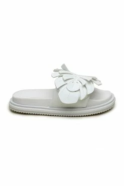 FARM RIO WHITE MONSTERA ANATOMIC SLIDE SANDAL