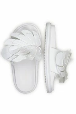 FARM RIO WHITE MONSTERA ANATOMIC SLIDE SANDAL