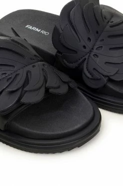 FARM RIO Accessories Black Monstera Anatomic Slide Sandal