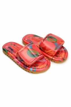 FARM RIO PINK FRUITS PUFFY SLIDE SANDAL