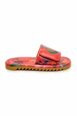 FARM RIO PINK FRUITS PUFFY SLIDE SANDAL