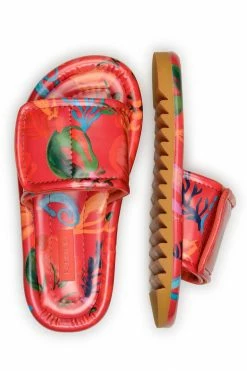 FARM RIO PINK FRUITS PUFFY SLIDE SANDAL