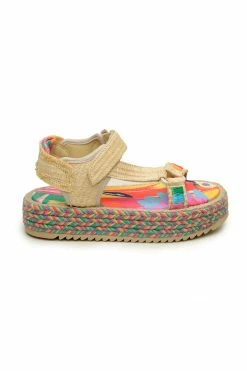 FARM RIO New In COLORFUL TOUCANS FLATFORM RAFFIA VELCRO SANDAL