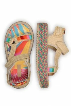 FARM RIO New In COLORFUL TOUCANS FLATFORM RAFFIA VELCRO SANDAL