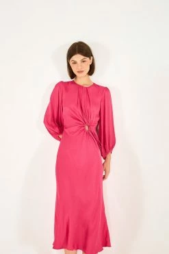 FARM RIO Pink Front Circle Cut Out Midi Dress