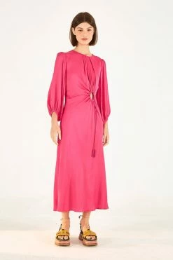 FARM RIO Pink Front Circle Cut Out Midi Dress