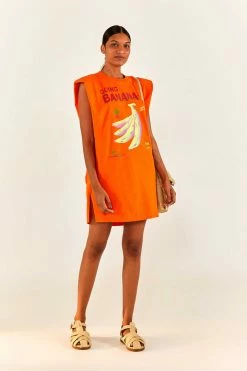 FARM RIO Orange Going Bananas T-Shirt Dress