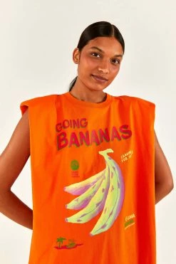 FARM RIO Orange Going Bananas T-Shirt Dress