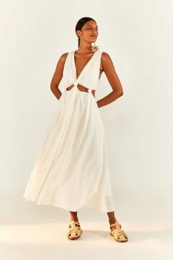 FARM RIO New In White Cut Out Midi Dress
