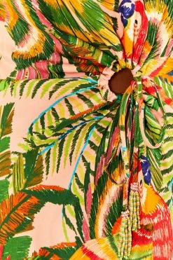 FARM RIO Macaw Leaves Cut-Out Midi Dress New In