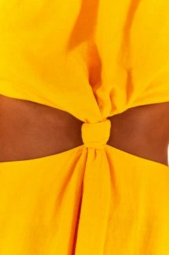 FARM RIO Yellow Knot Midi Dress New In