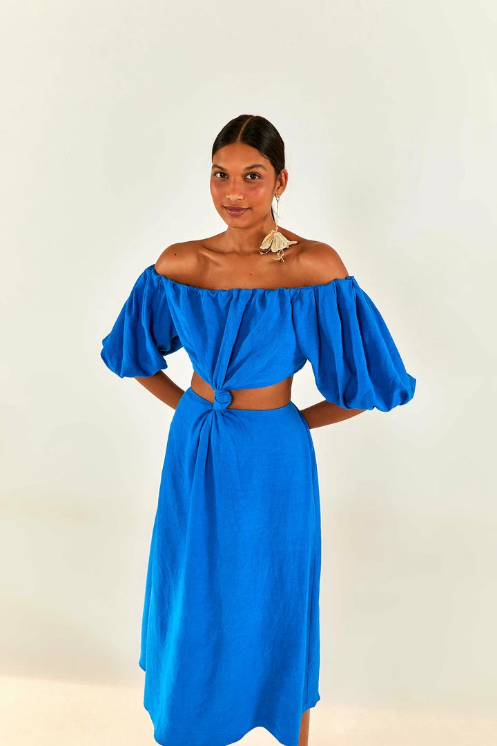 FARM RIO New In Blue Knot Midi Dress