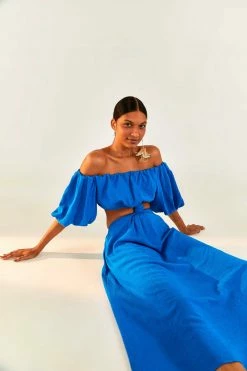 FARM RIO New In Blue Knot Midi Dress