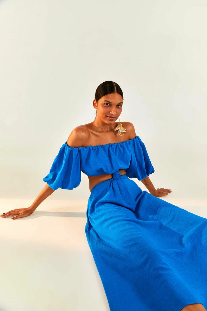 FARM RIO New In Blue Knot Midi Dress