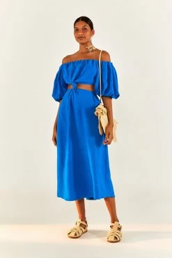 FARM RIO New In Blue Knot Midi Dress