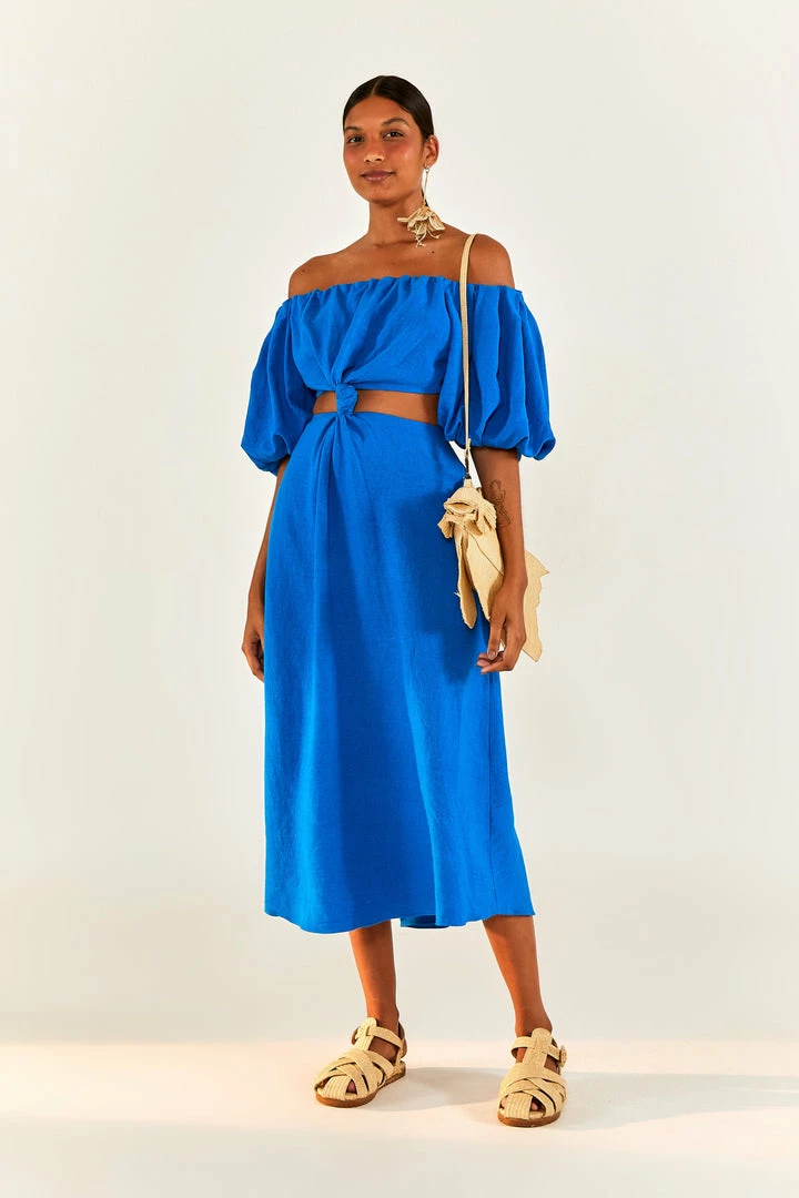 FARM RIO New In Blue Knot Midi Dress