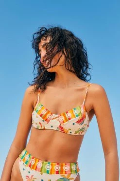 FARM RIO Rainbow Sunset Bikini Top New In