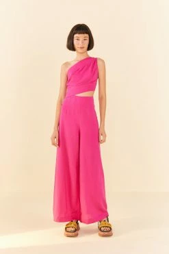 FARM RIO New In Pink One Shoulder Jumpsuit