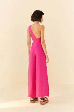 FARM RIO New In Pink One Shoulder Jumpsuit