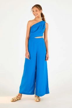 FARM RIO Blue One Shoulder Jumpsuit New In