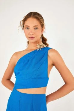 FARM RIO Blue One Shoulder Jumpsuit New In