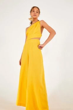 FARM RIO New In Yellow One Shoulder Jumpsuit
