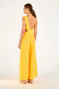 FARM RIO New In Yellow One Shoulder Jumpsuit