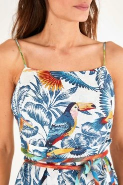 FARM RIO New In FLYING TOUCANS OPEN BACK MIDI DRESS