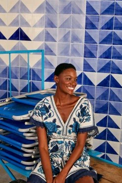 FARM RIO TROPICAL TILES MINI DRESS