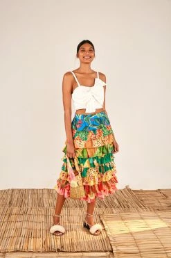 FARM RIO New In OFF WHITE FRONT BOW TOP